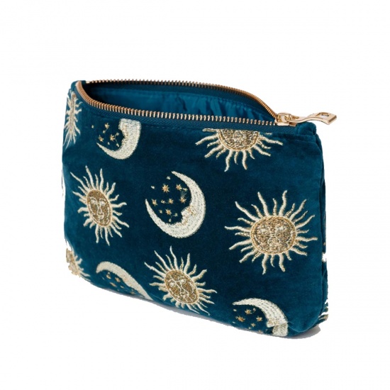 Teal Suns and Moons Everyday Pouch